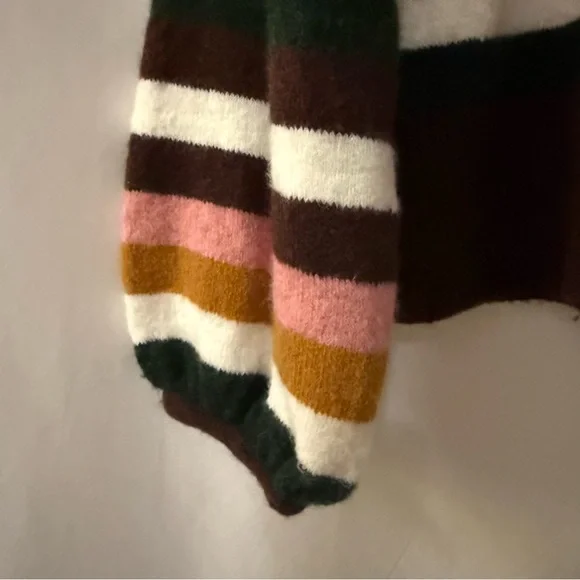 MADEWELL Payton Striped Merino Wool / Alpaca Blend Balloon Sleeve Sweater Size M - Picture 12 of 13